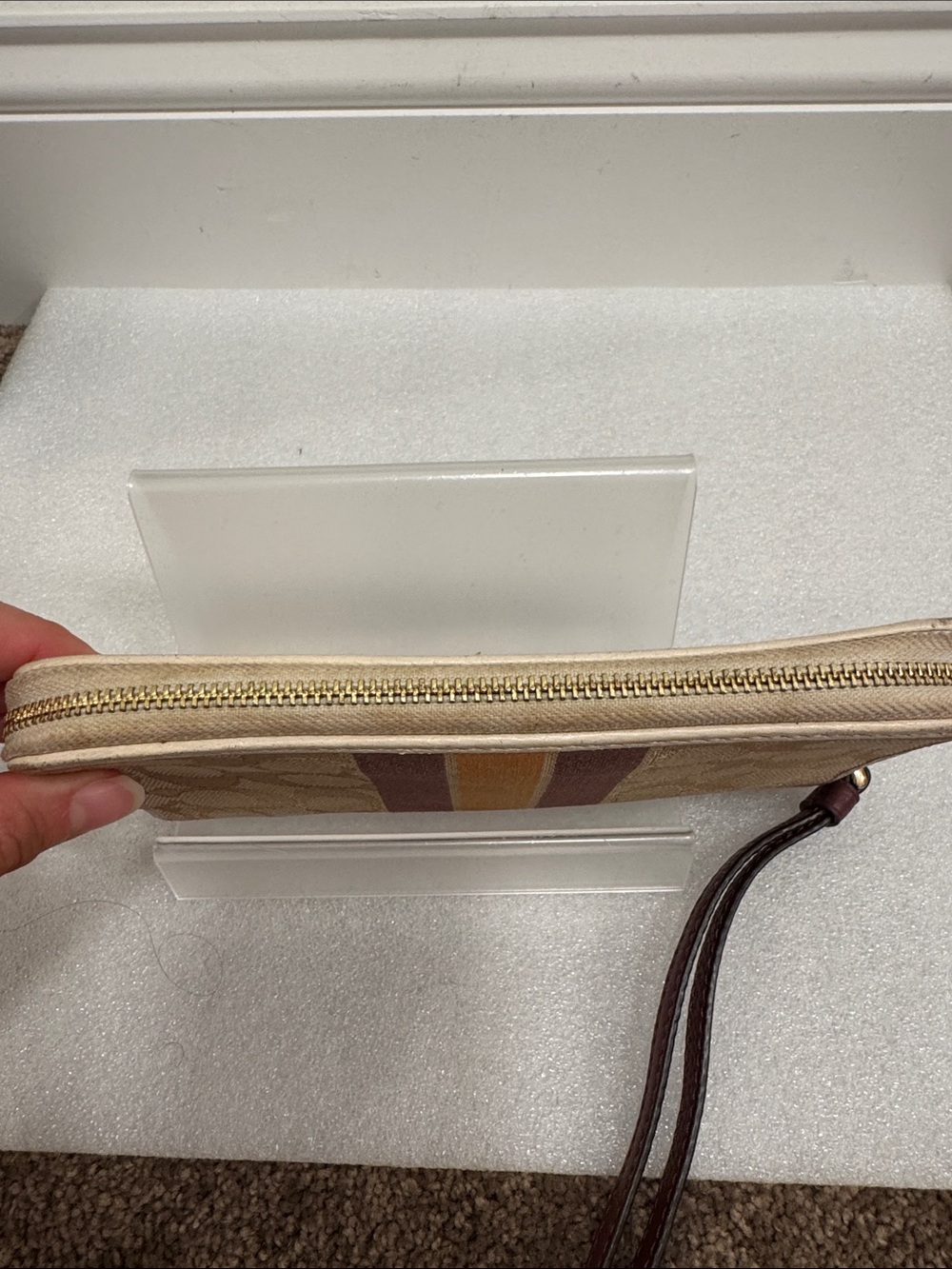 Coach Dempsey zip around wristlet wallet with stripes and patch - Picture 3 of 7